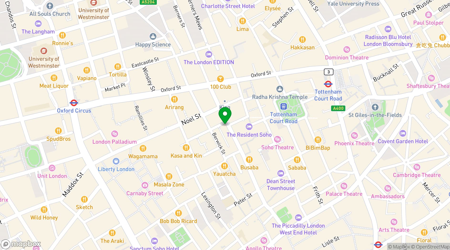 Map showing Live True Soho