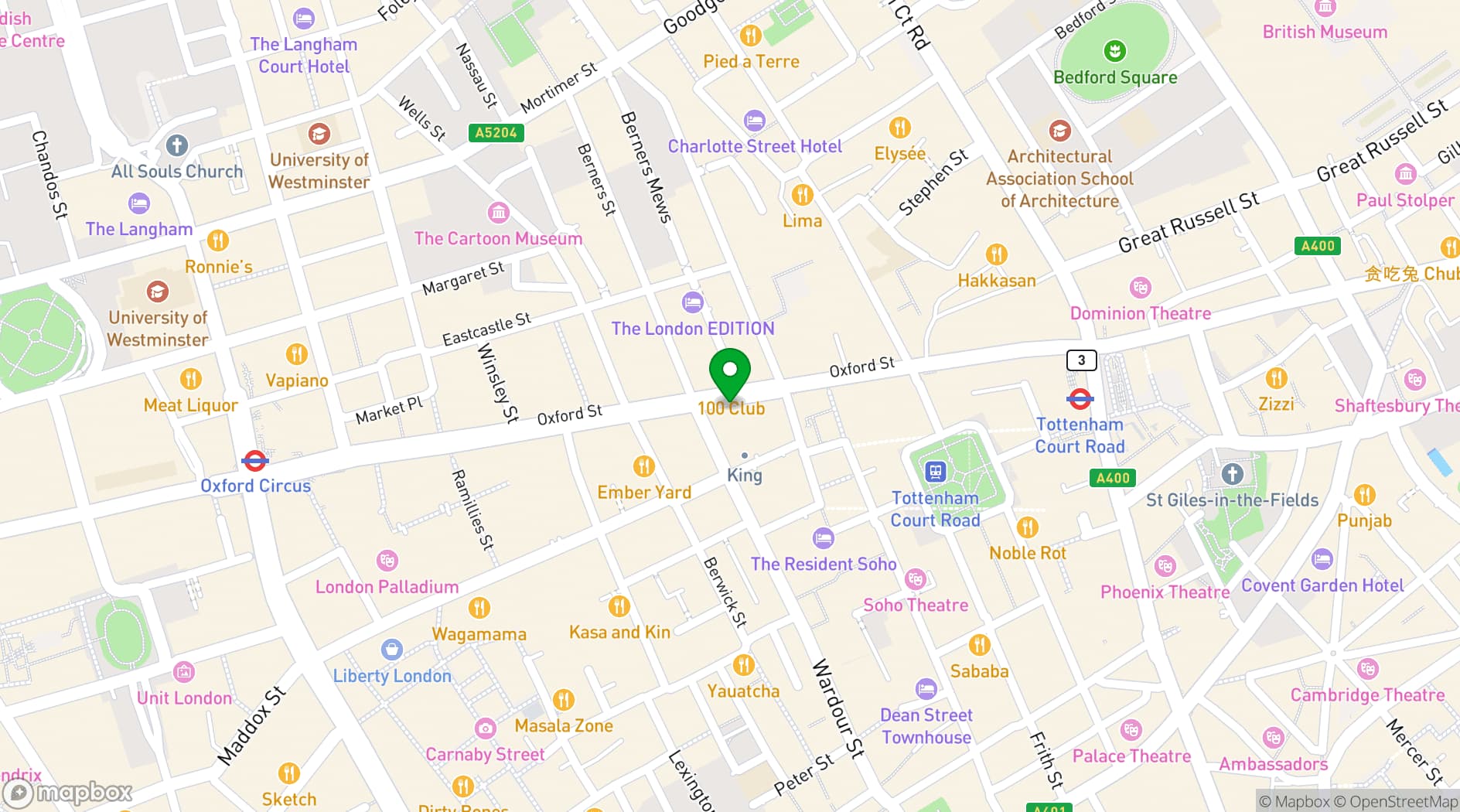Map showing  Sook Oxford Street