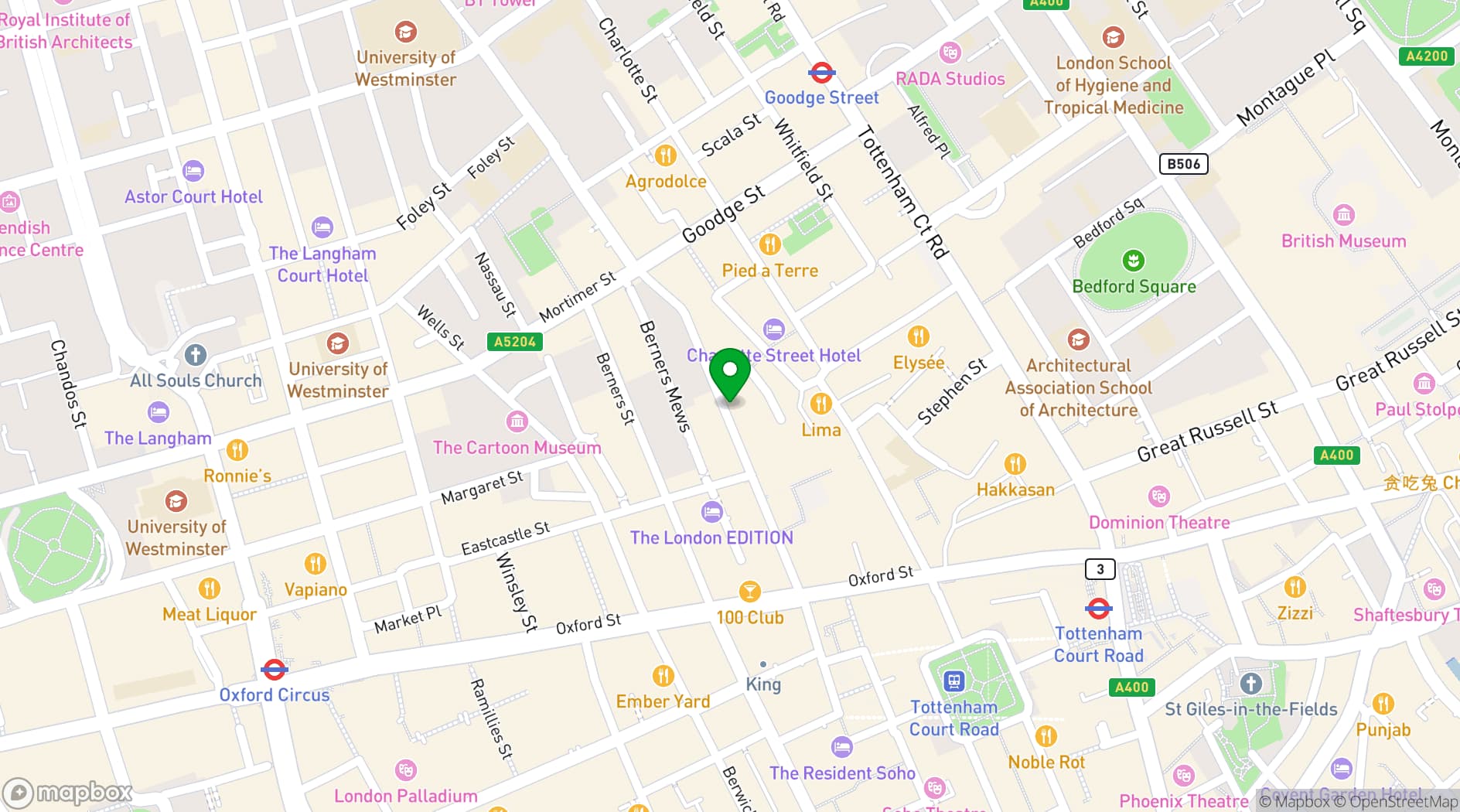 Map showing Nordic Bar