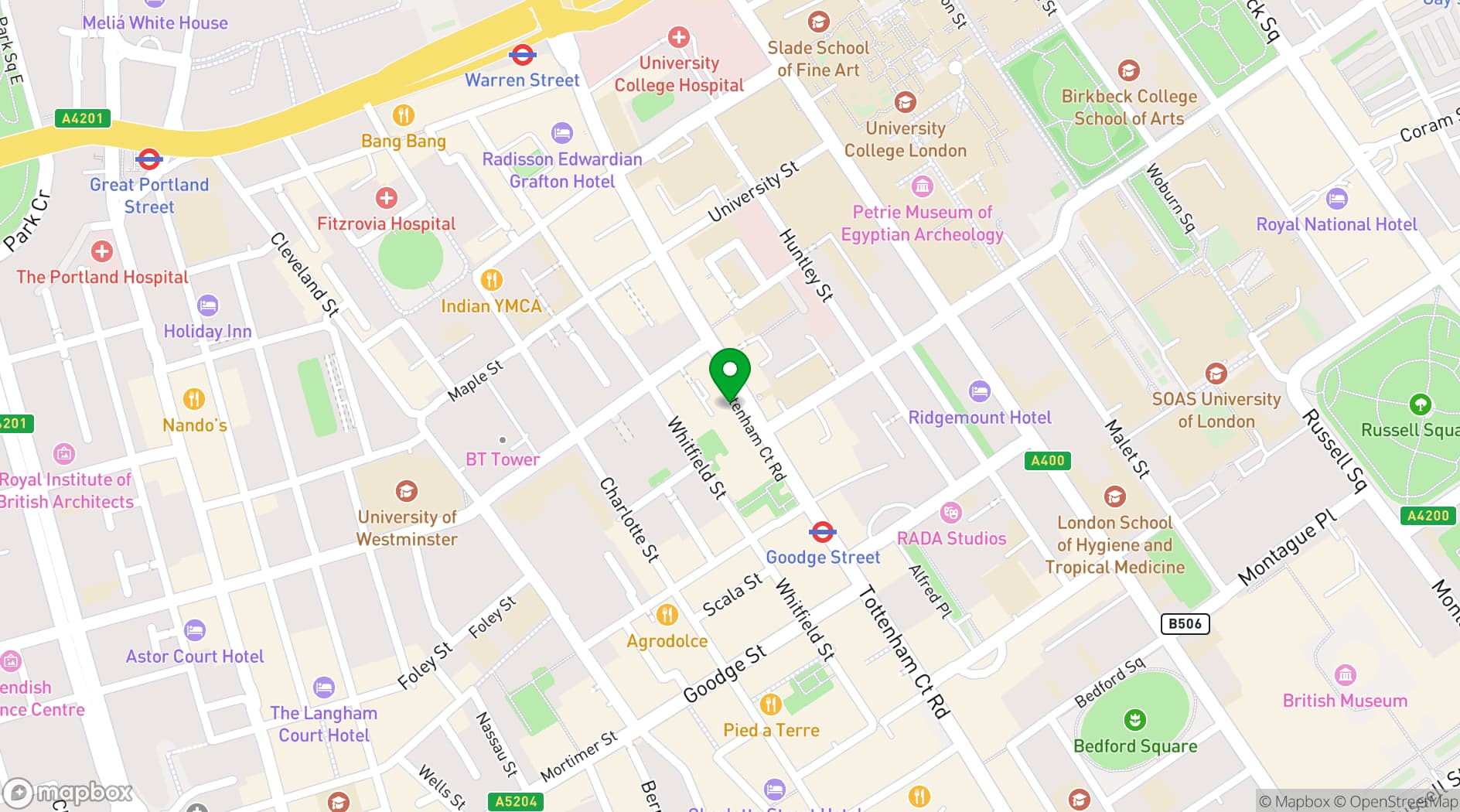 Map showing Regus Tottenham Court Road