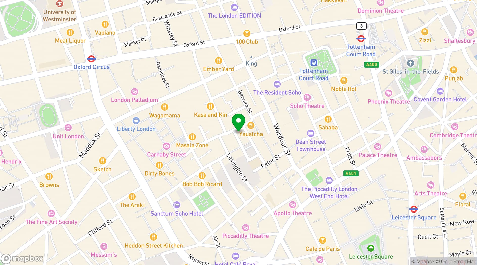 Map showing Temper Soho
