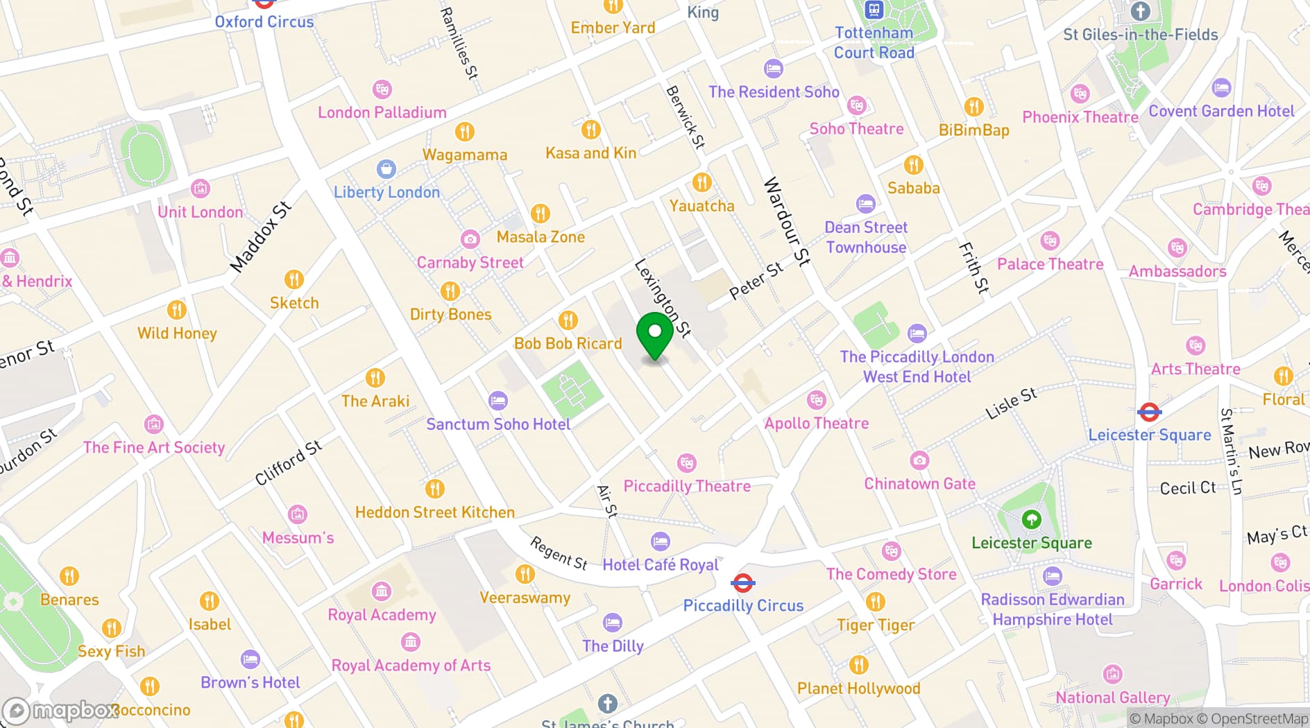 Map showing Great Pulteney Street Gallery