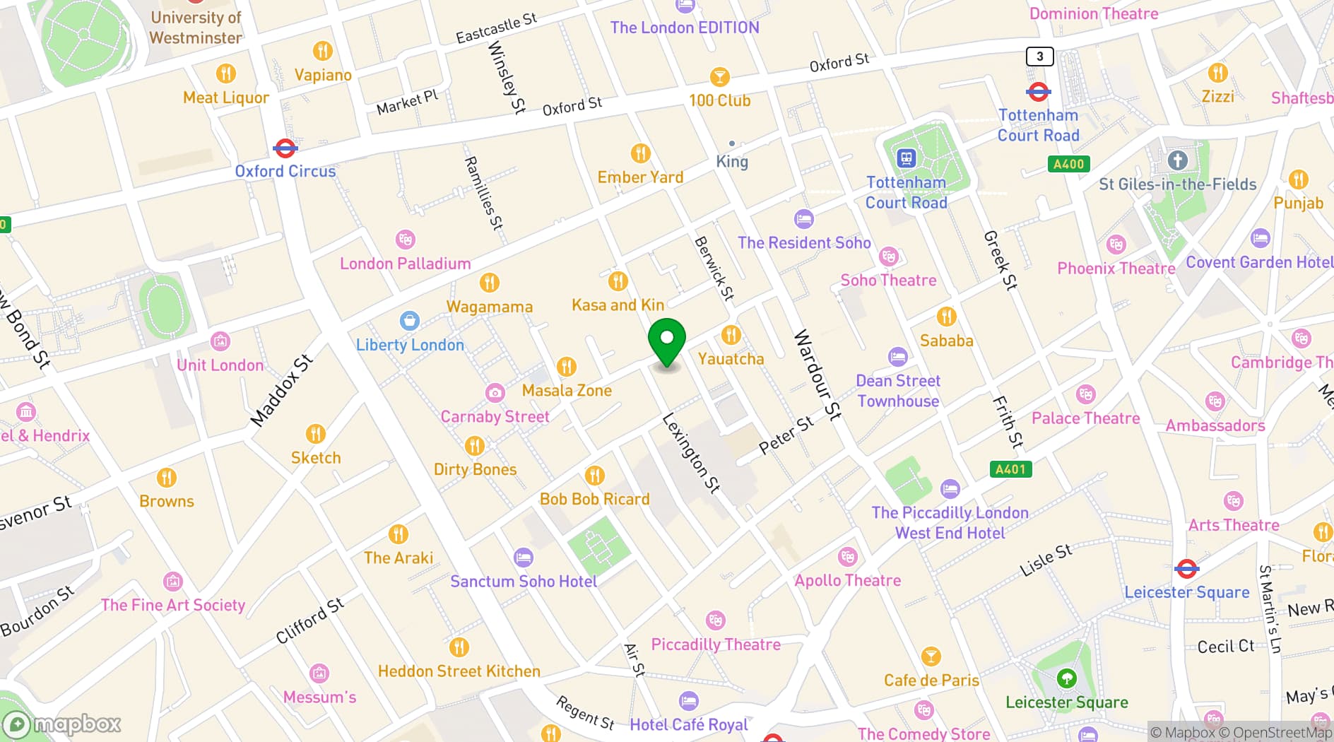 Map showing Wardour Street