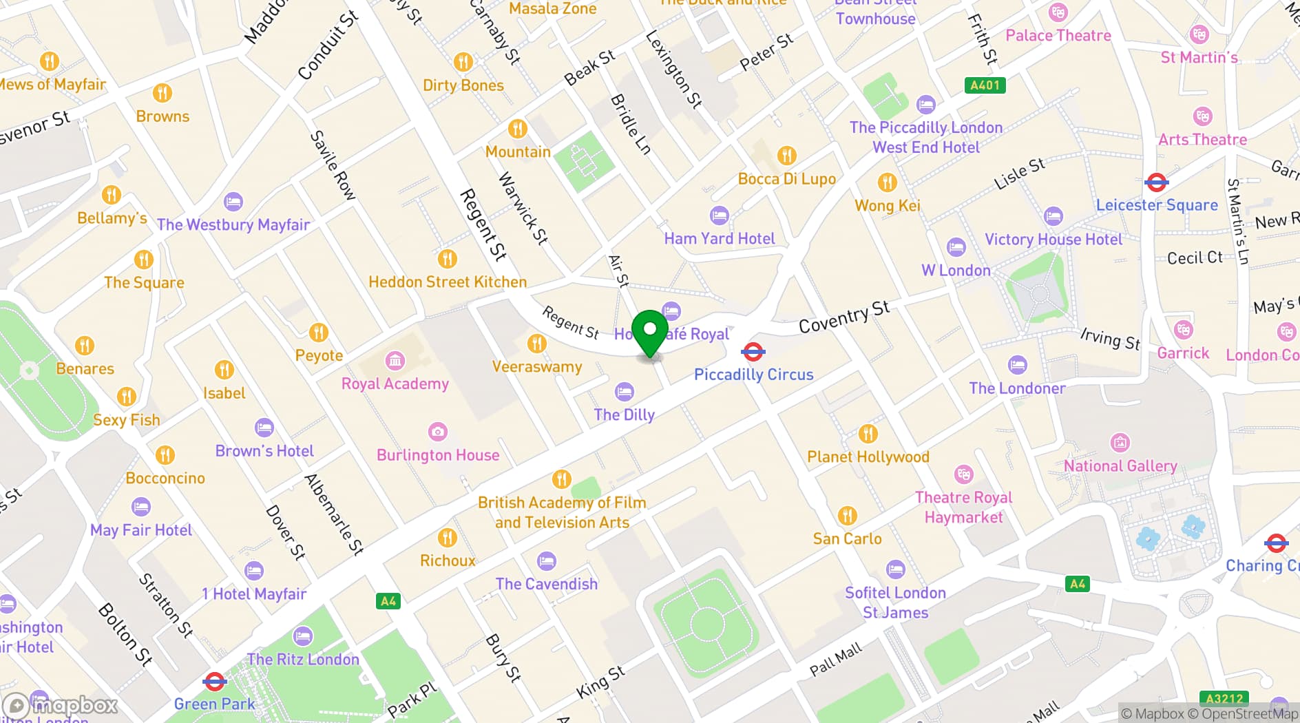 Map showing Hawksmoor Air Street