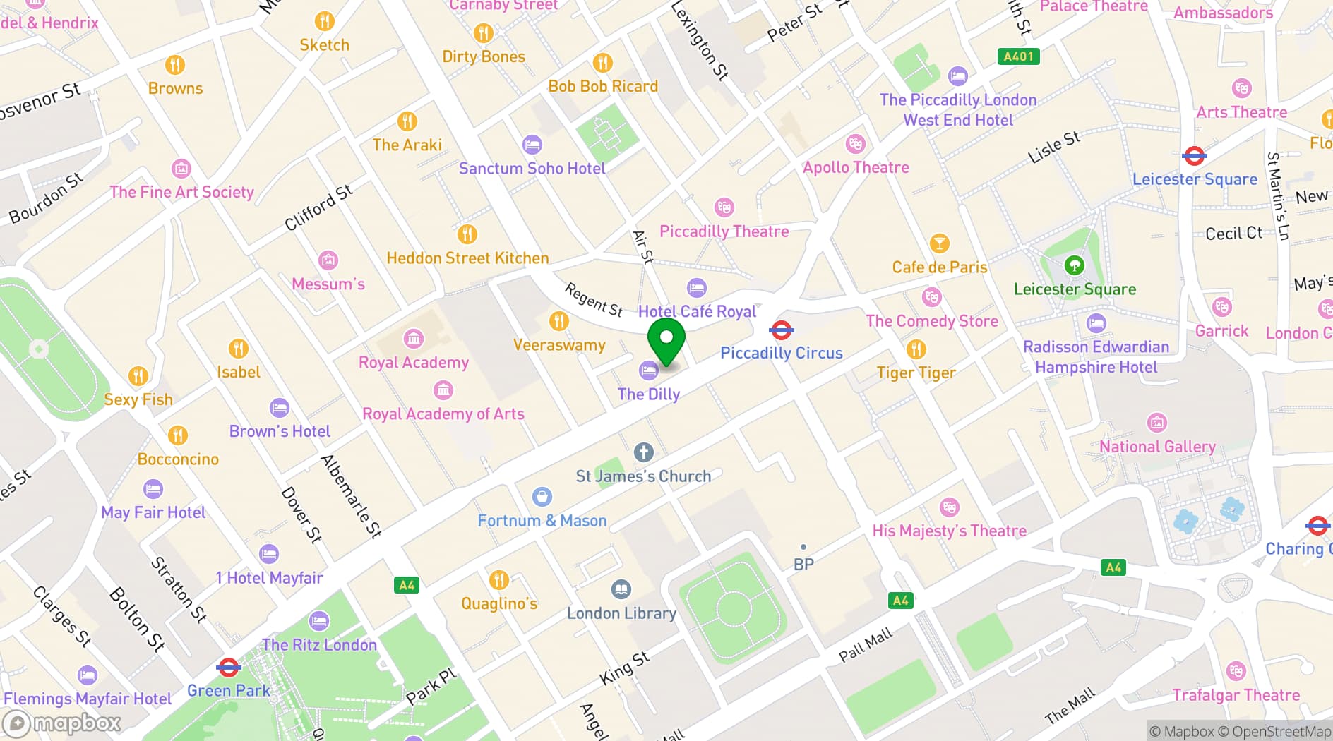 Map showing The Dilly