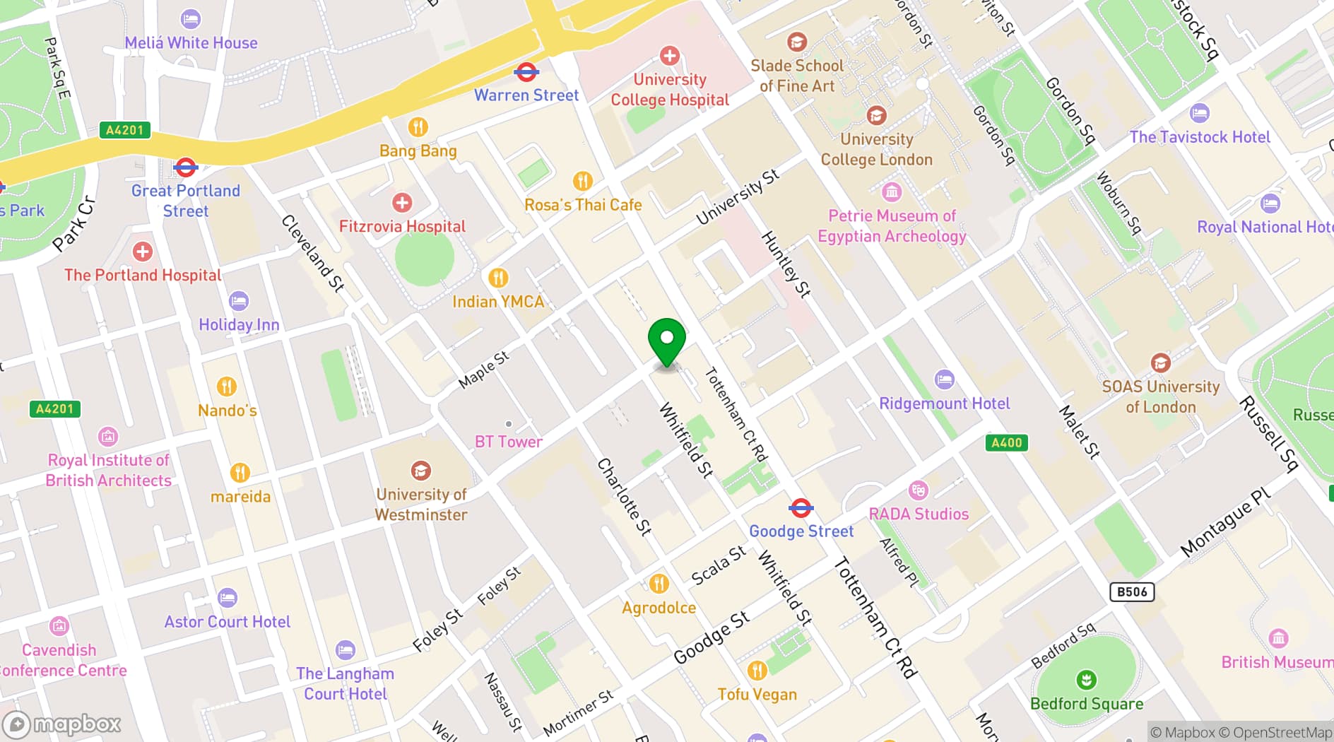 Map showing Carpenters Arms