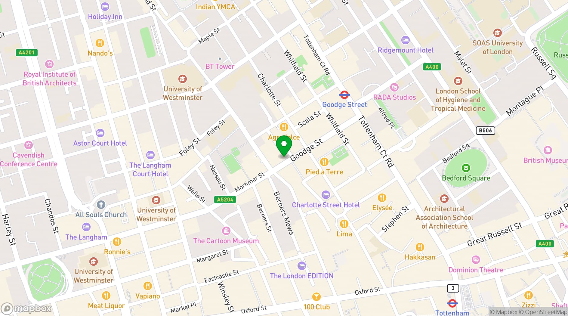 Map showing Salt Yard Fitzrovia
