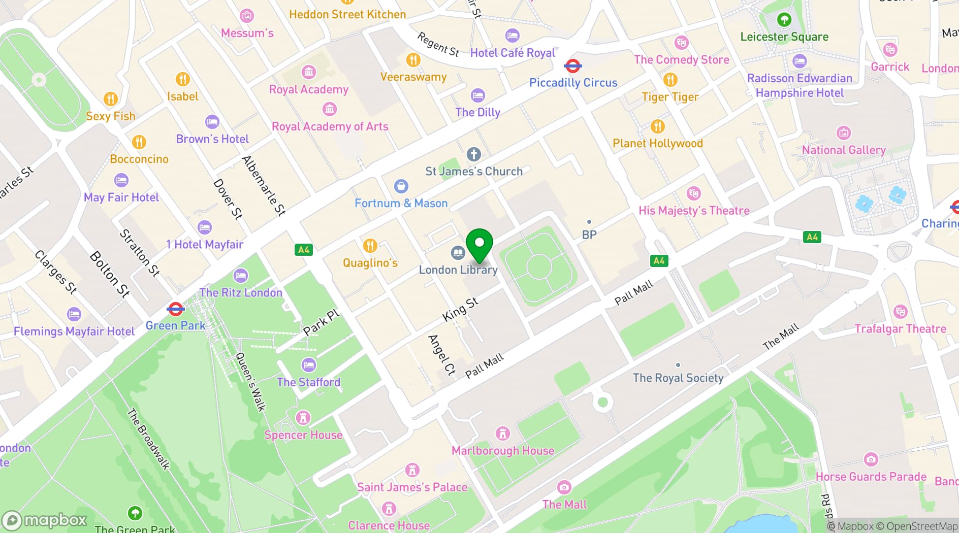 Map showing East India Club
