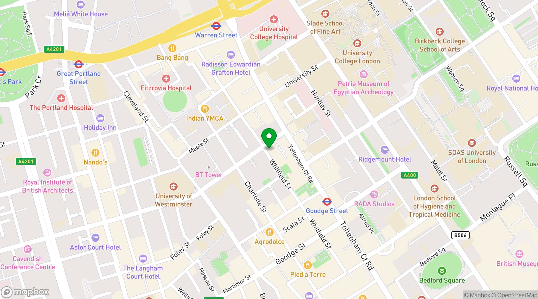 Map showing The Carpenters Arms