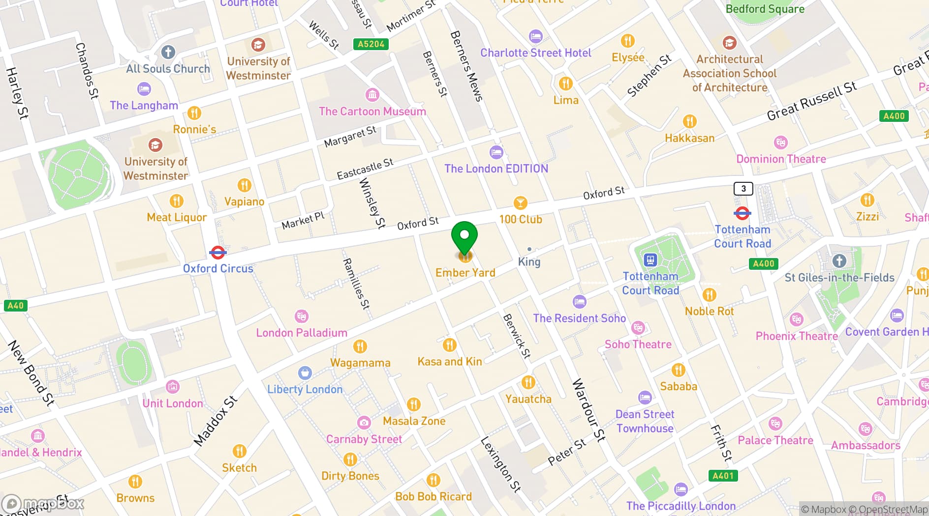 Map showing Ember Yard