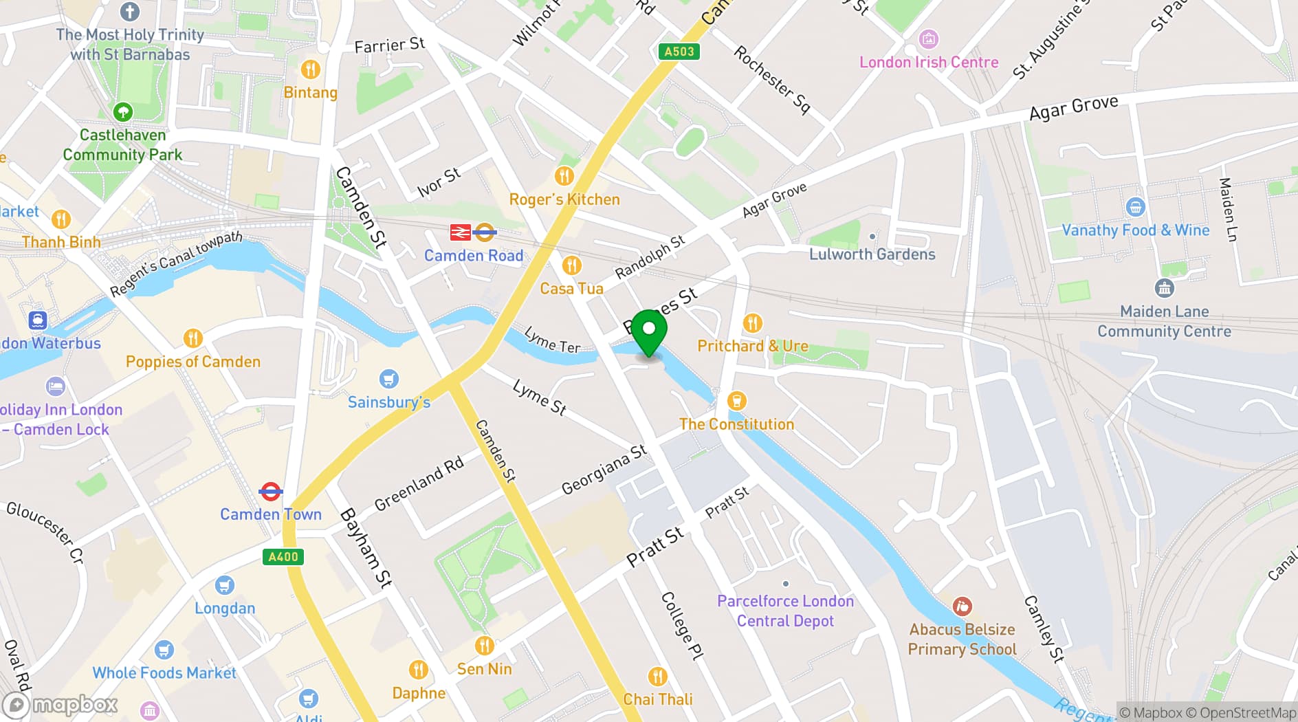 Map showing Regents Canal Showroom