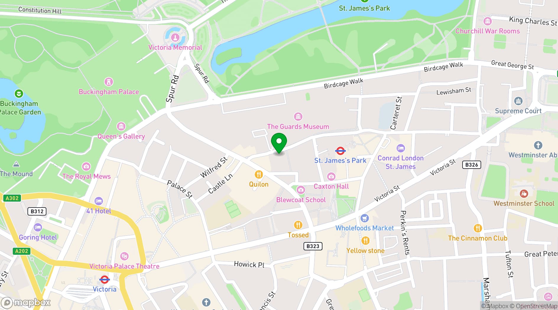 Map showing Buckingham Arms