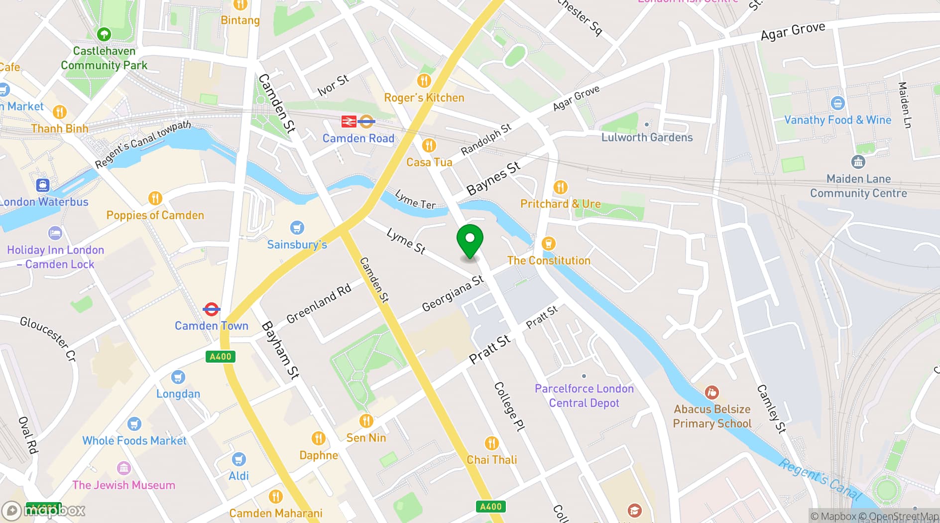 Map showing Regent’s Canal Showroom