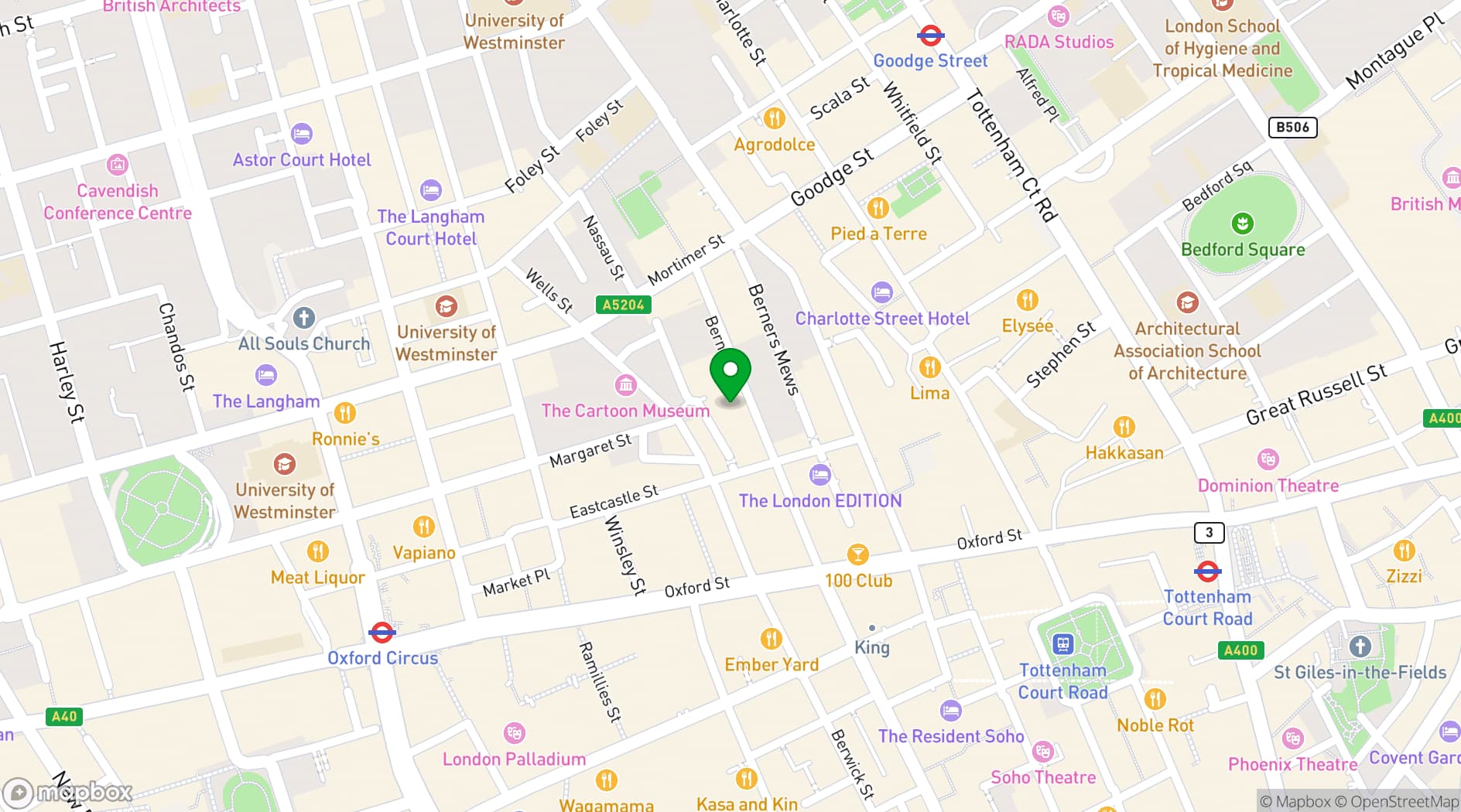 Map showing Sanderson London