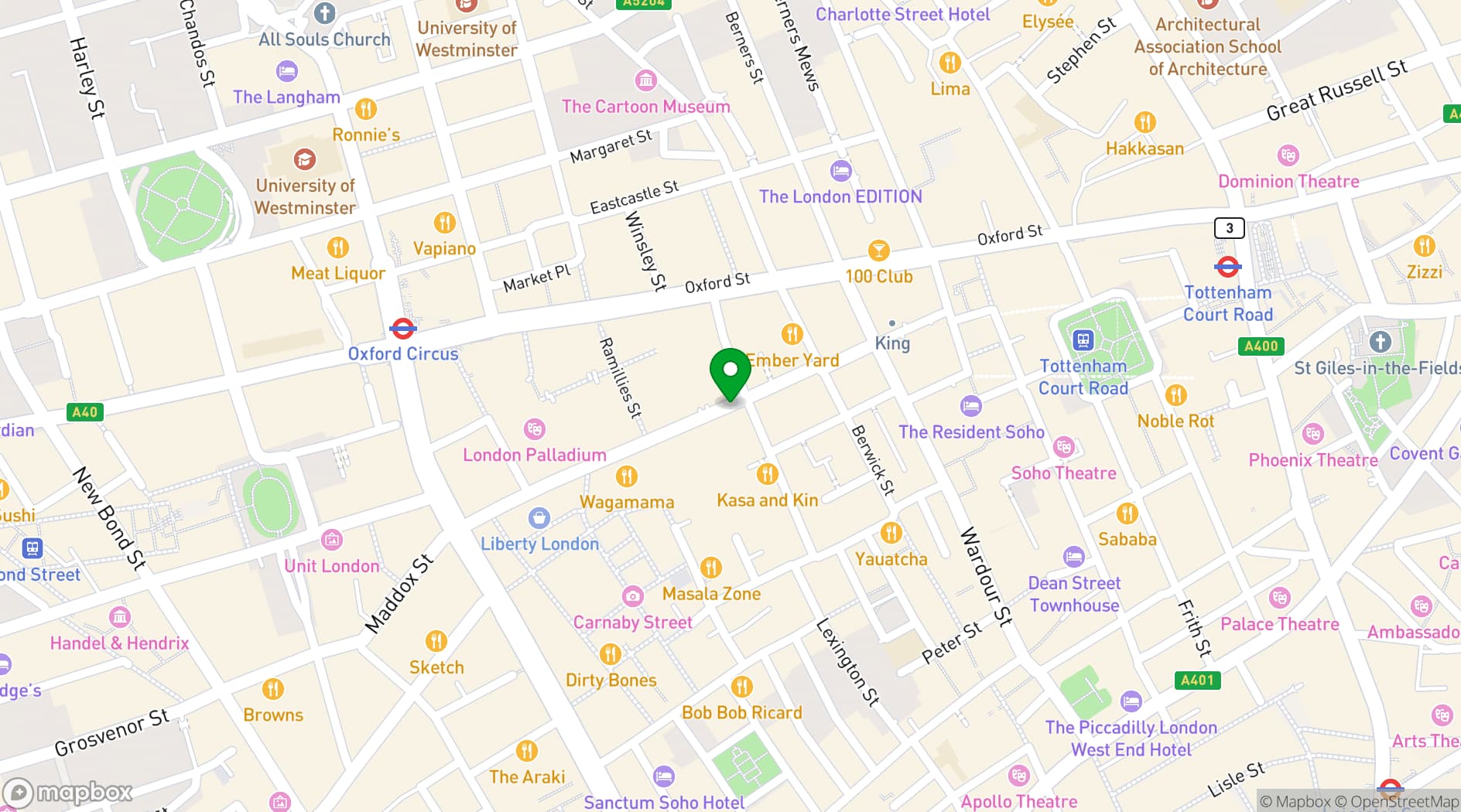 Map showing Bocconcino Soho