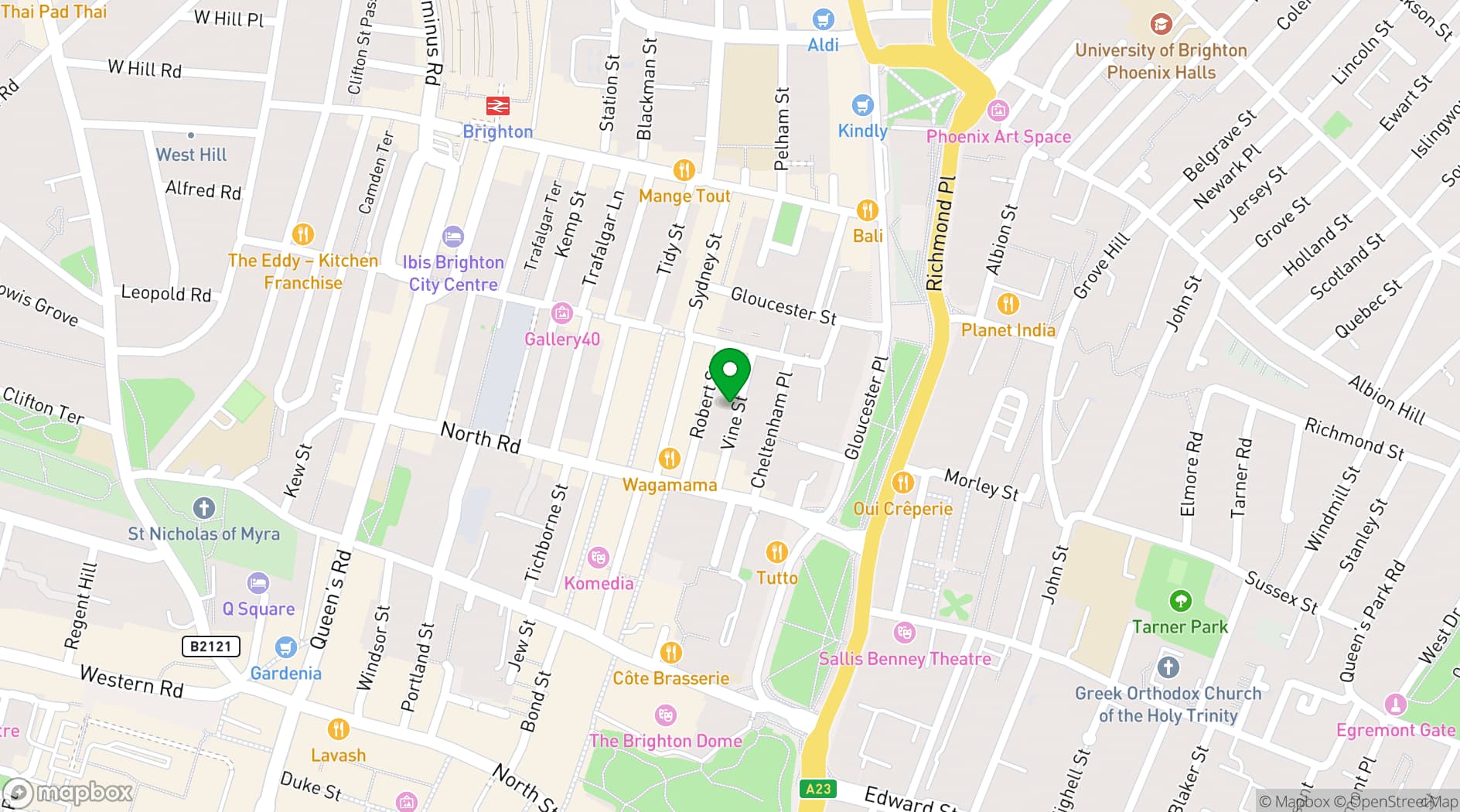 Map showing The Vine Club Brighton