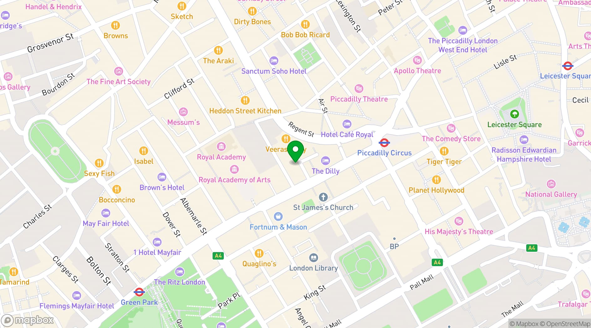 Map showing Maison Close Mayfair