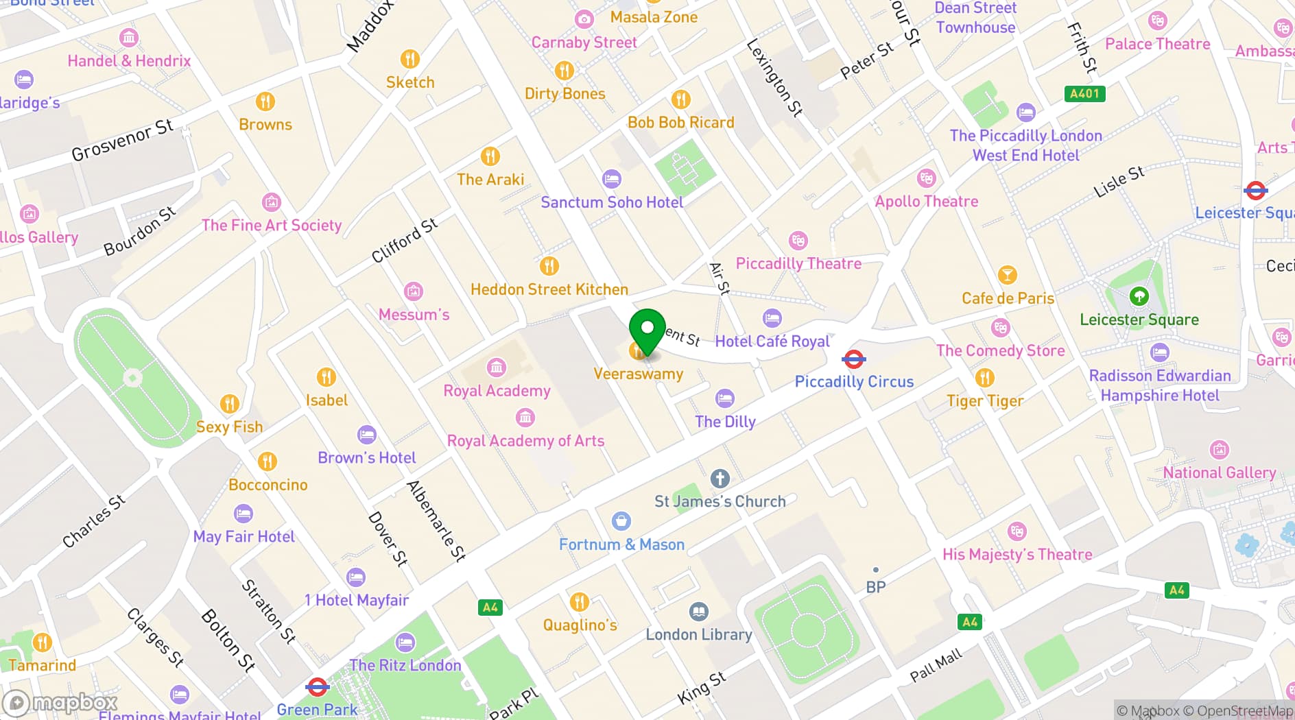 Map showing Gaucho Piccadilly