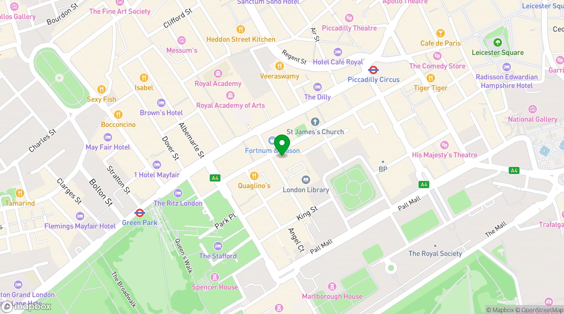 Map showing The Cavendish London