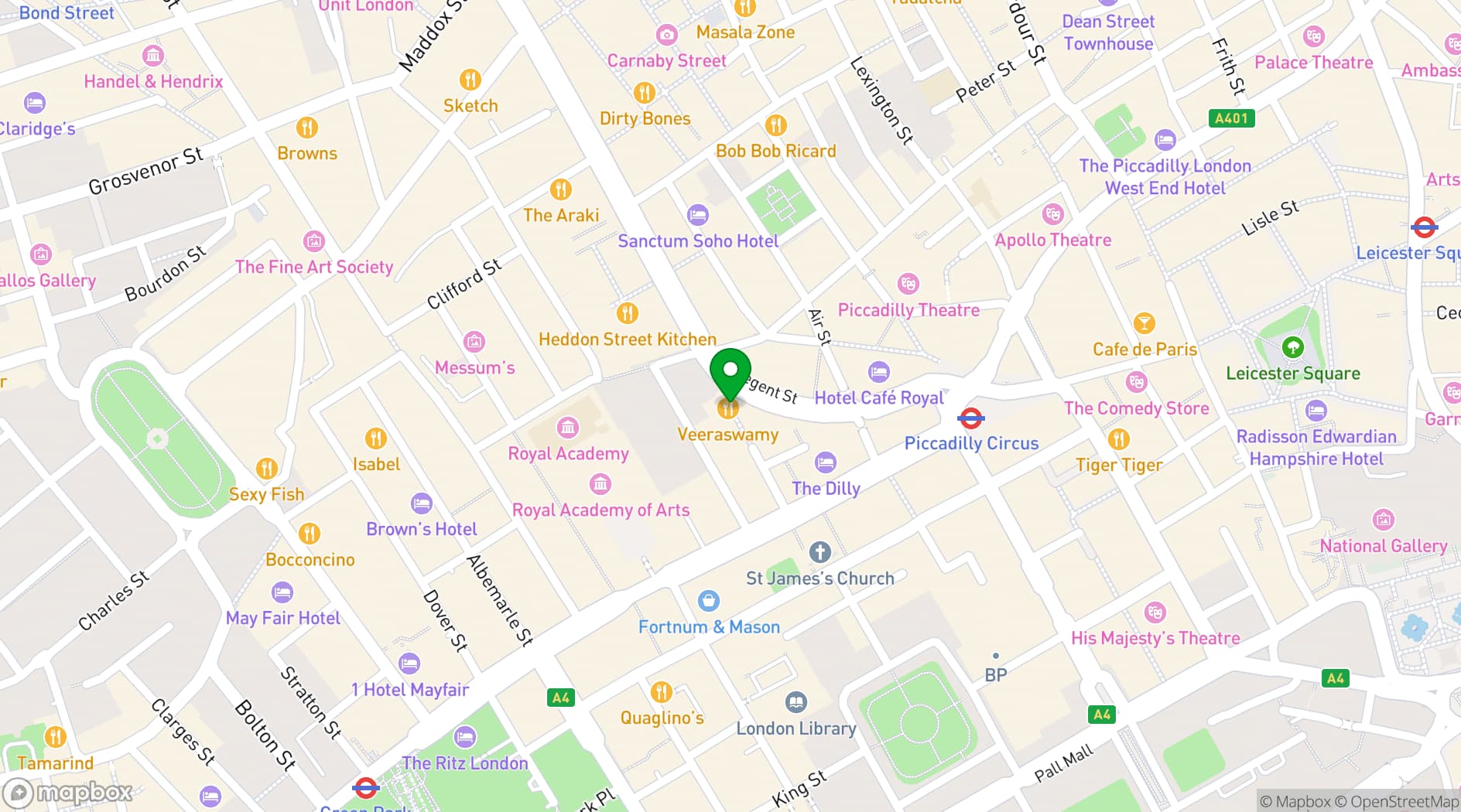 Map showing Piccadilly (Gaucho)