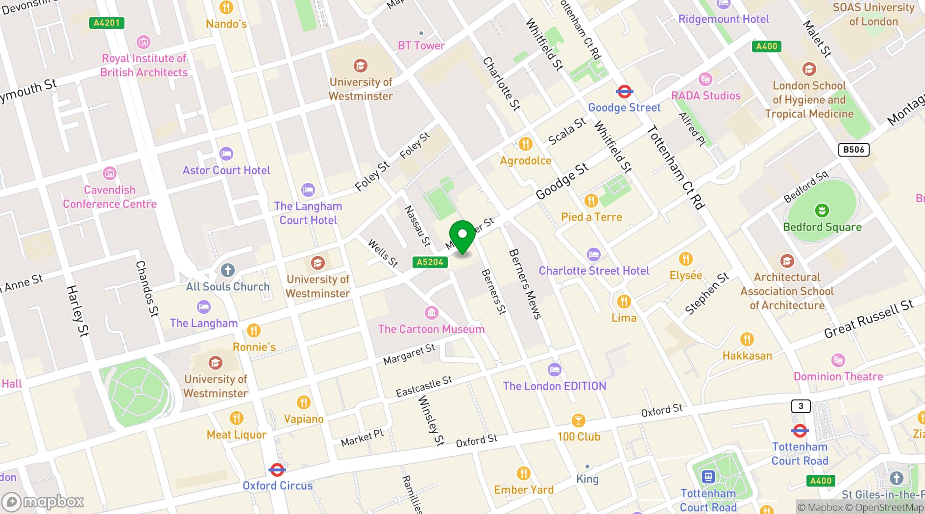Map showing The Greyhound Cafe