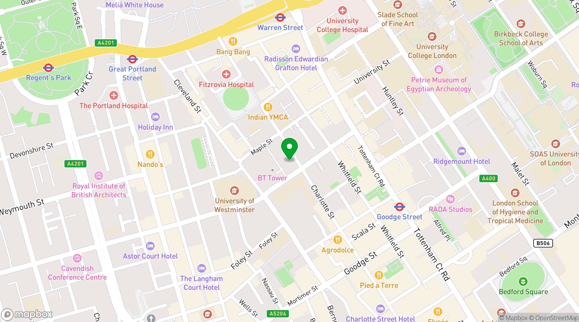 Map showing 15 Fitzroy Street