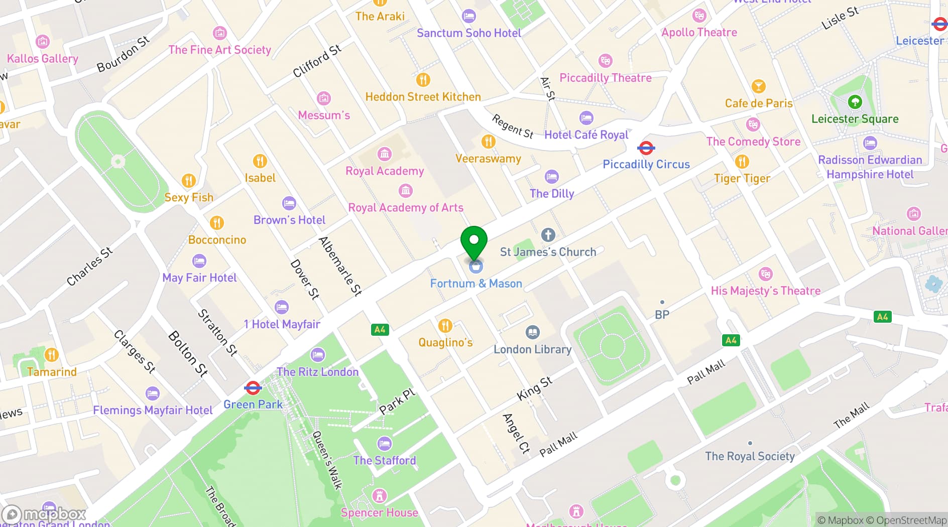 Map showing Fortnum & Mason