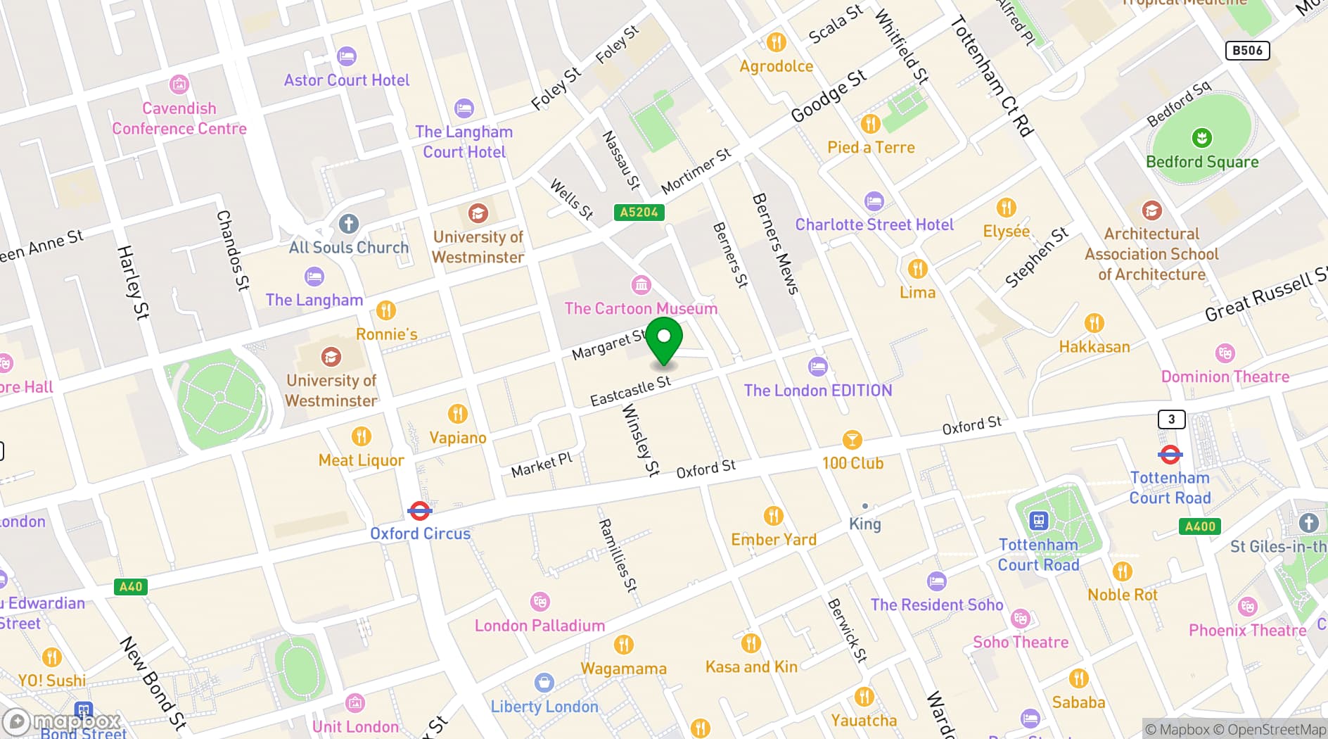 Map showing 23-25 Eastcastle Street - London