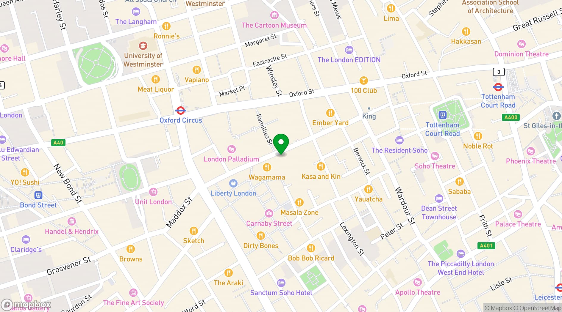 Map showing Schott Music London