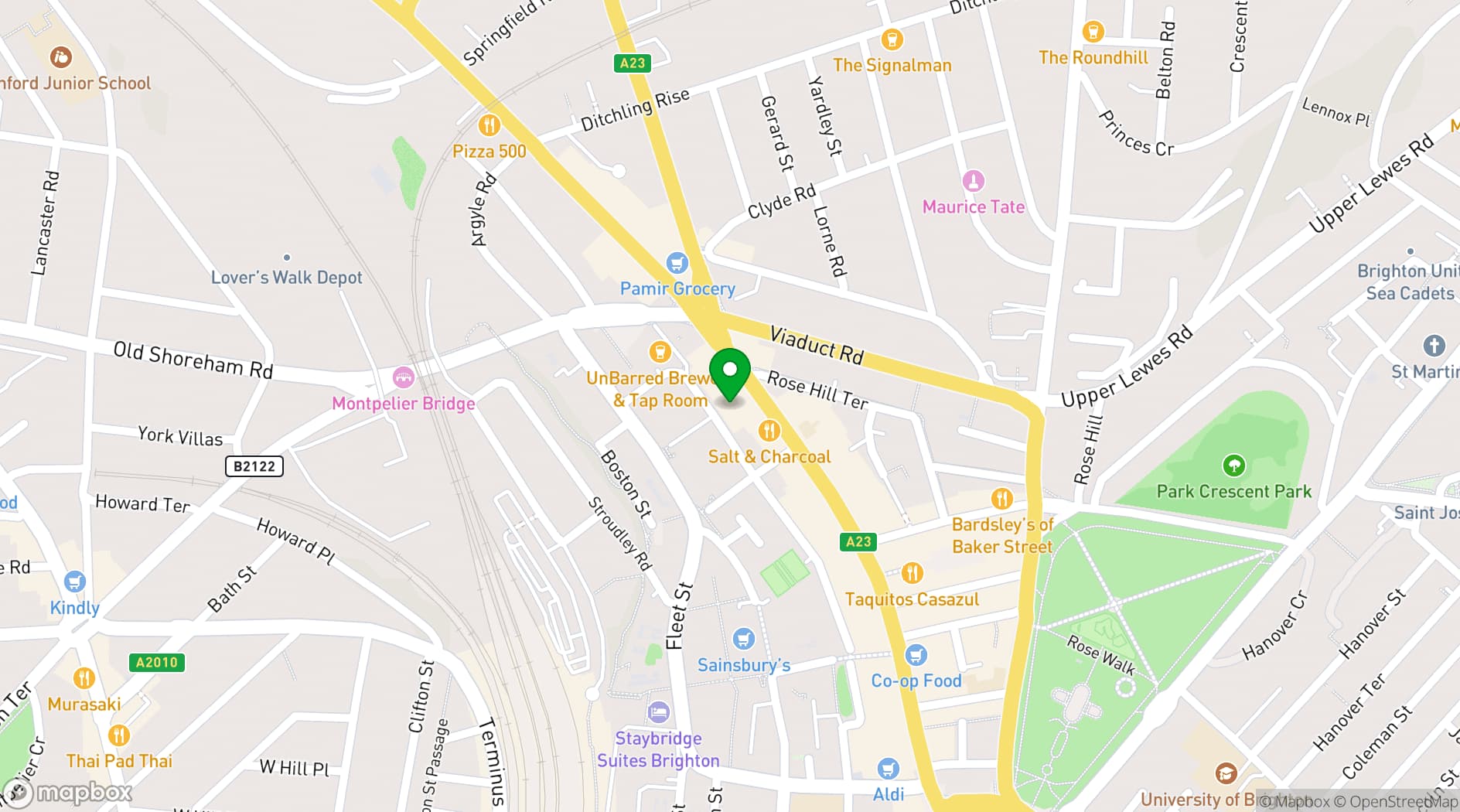 Map showing Worlds End Pub