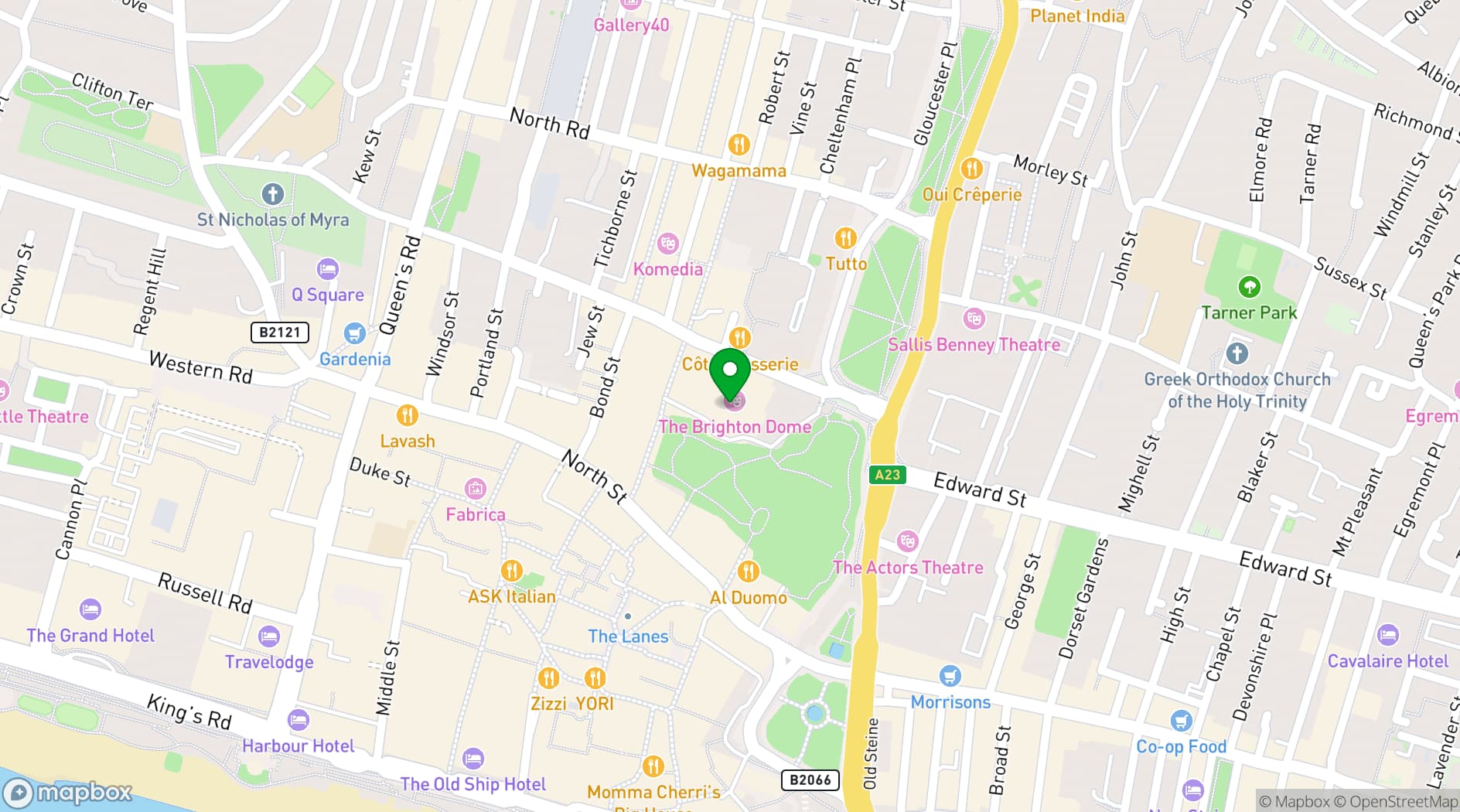 Map showing Brighton Dome
