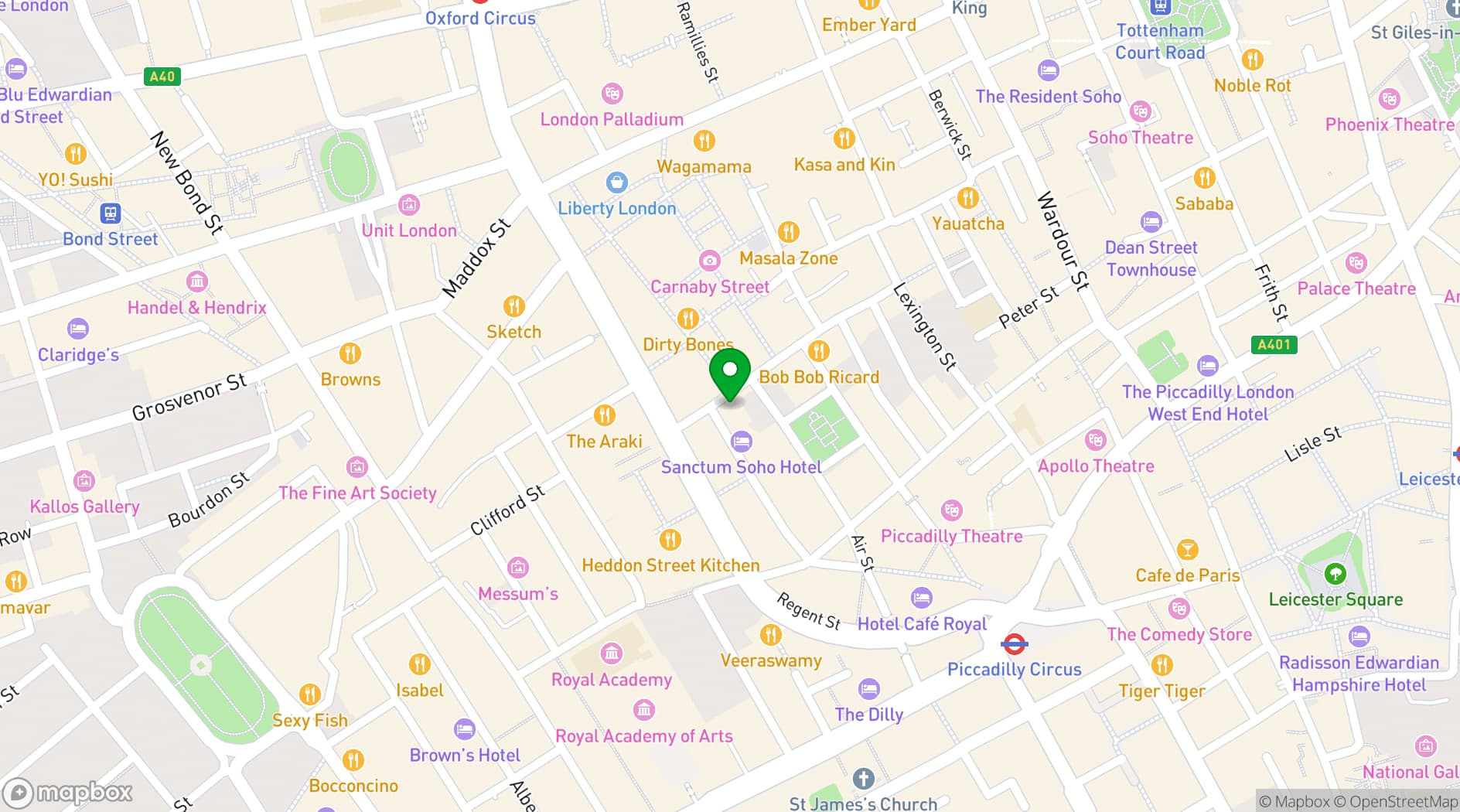 Map showing Be At One - Regent Street