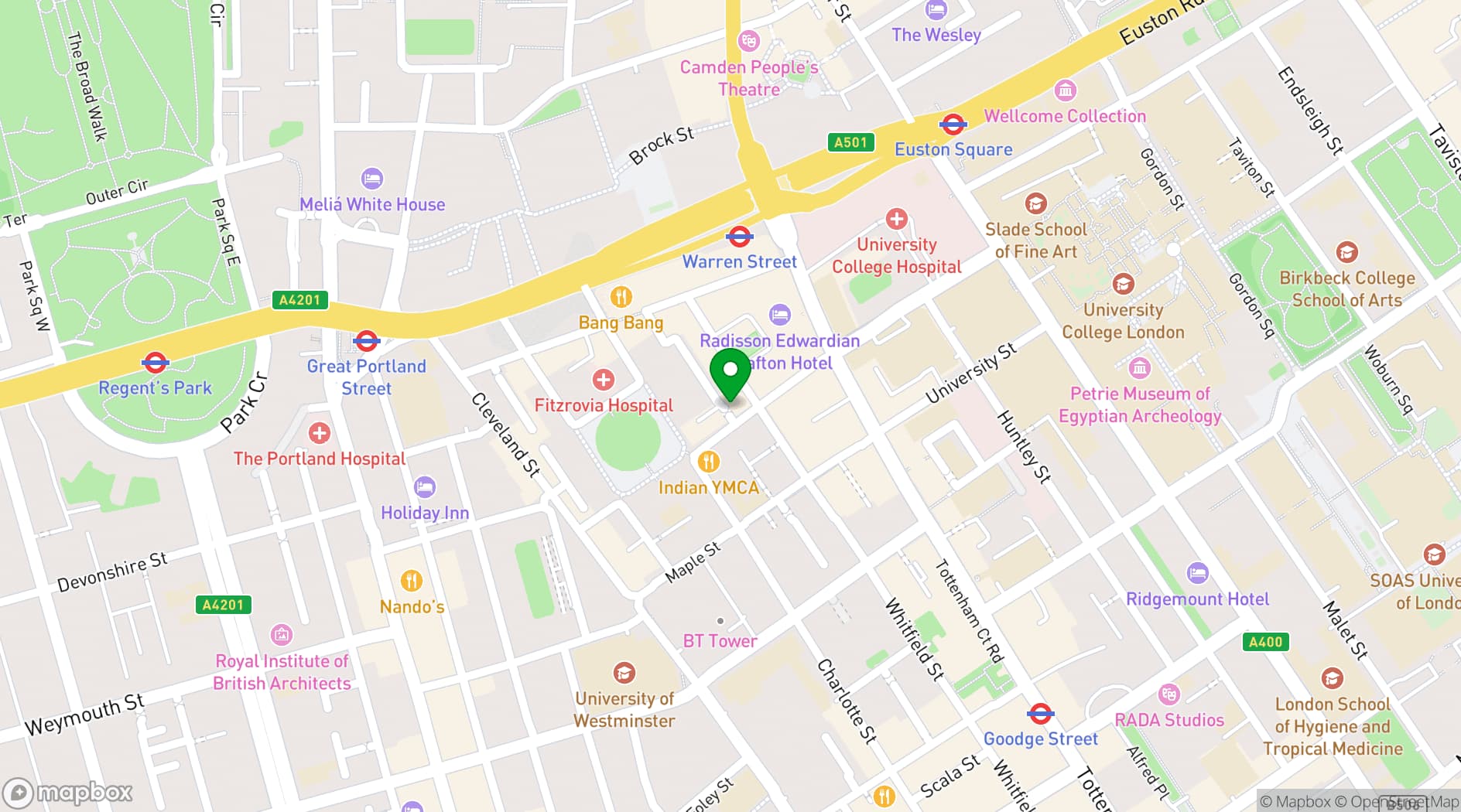 Map showing The Grafton Arms