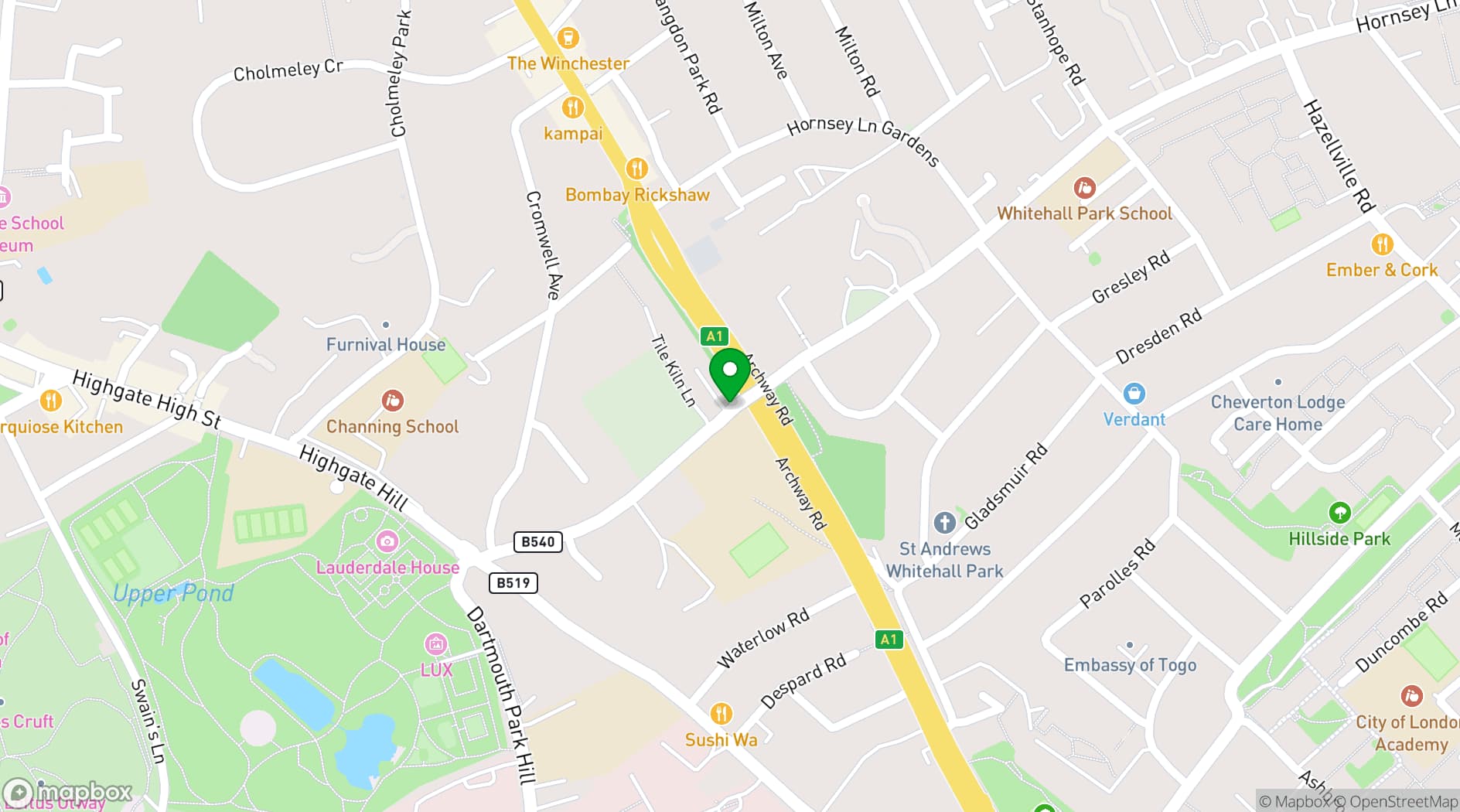 Map showing St Aloysius' College