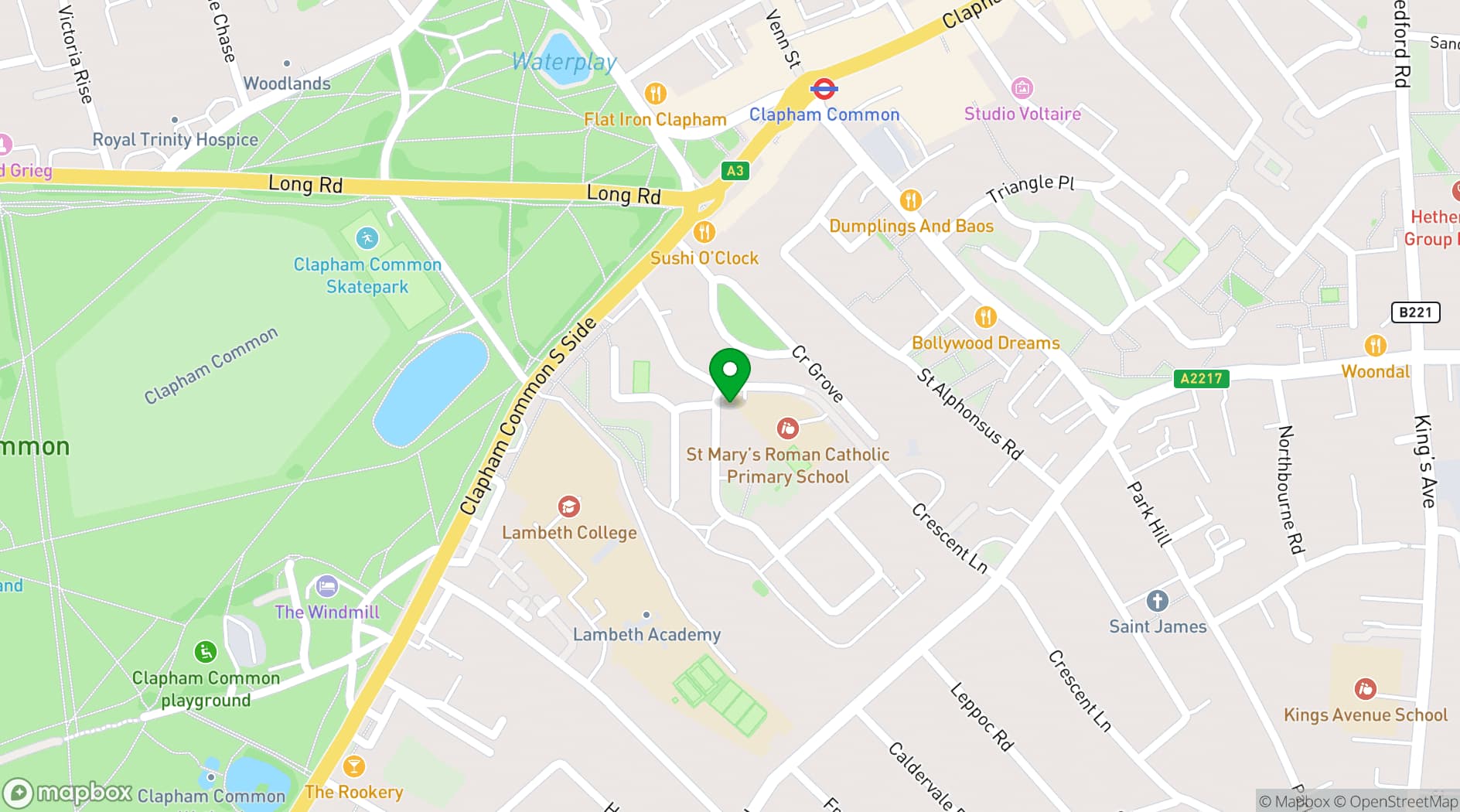 Map showing Notre Dame Community Hall