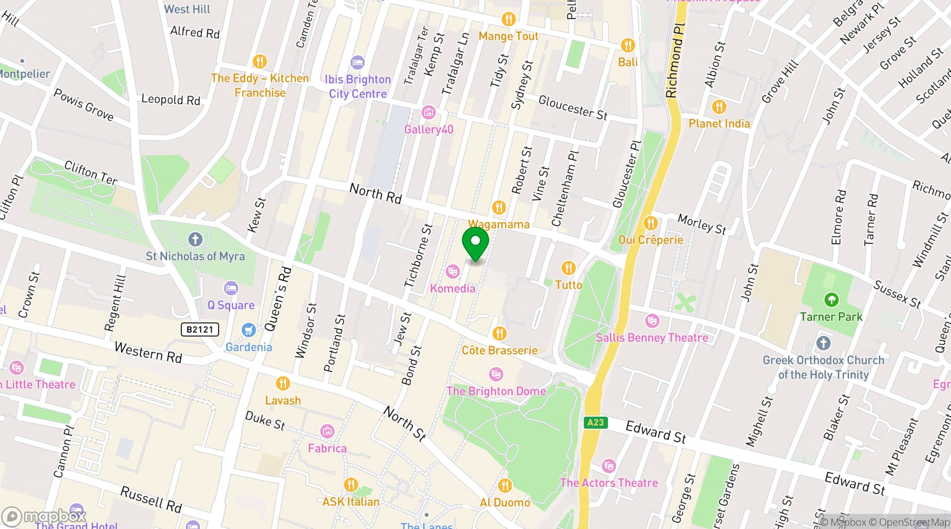 Map showing Las Iguanas Brighton
