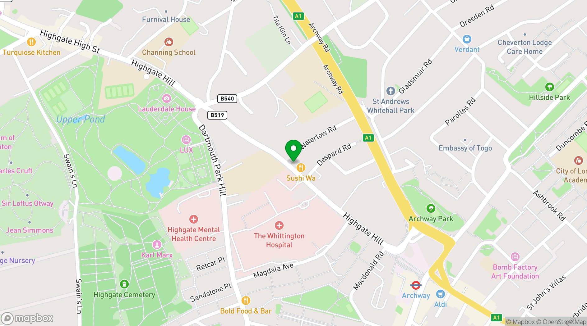 Map showing Archie's