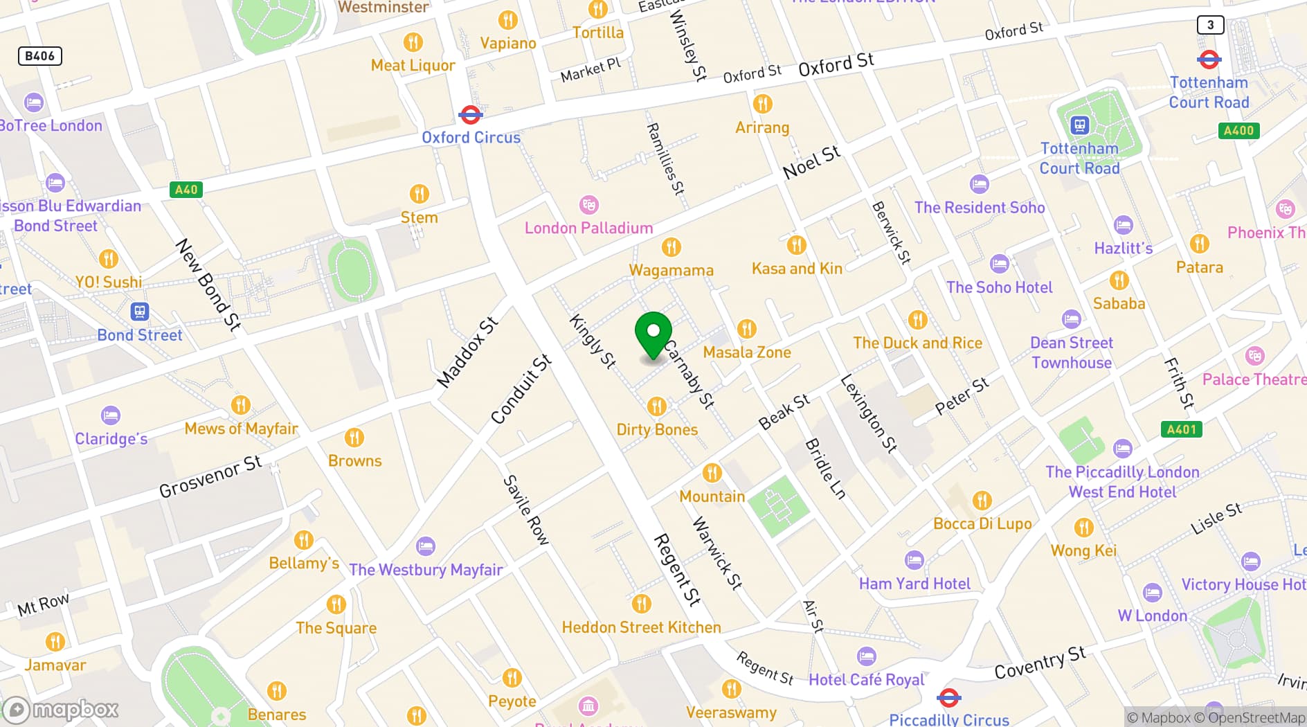 Map showing The Ganton Arms