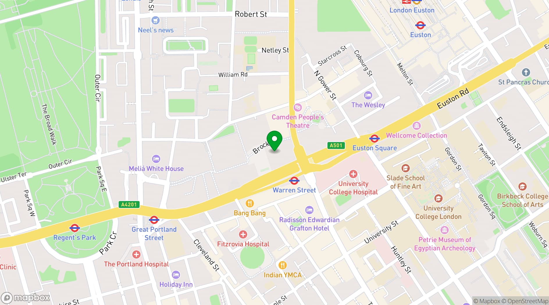 Map showing BloomsYard - Regents Place
