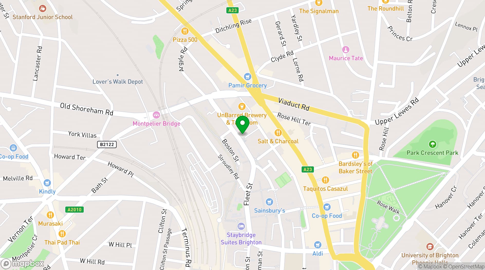 Map showing Runway East Brighton