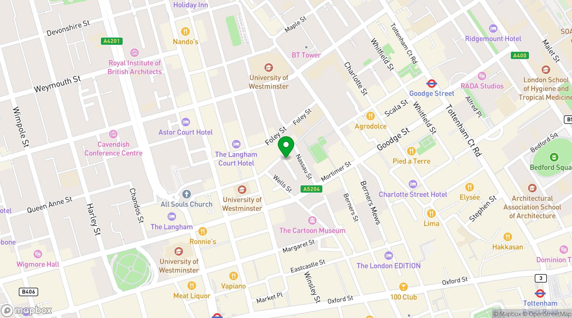 Map showing The Green Man