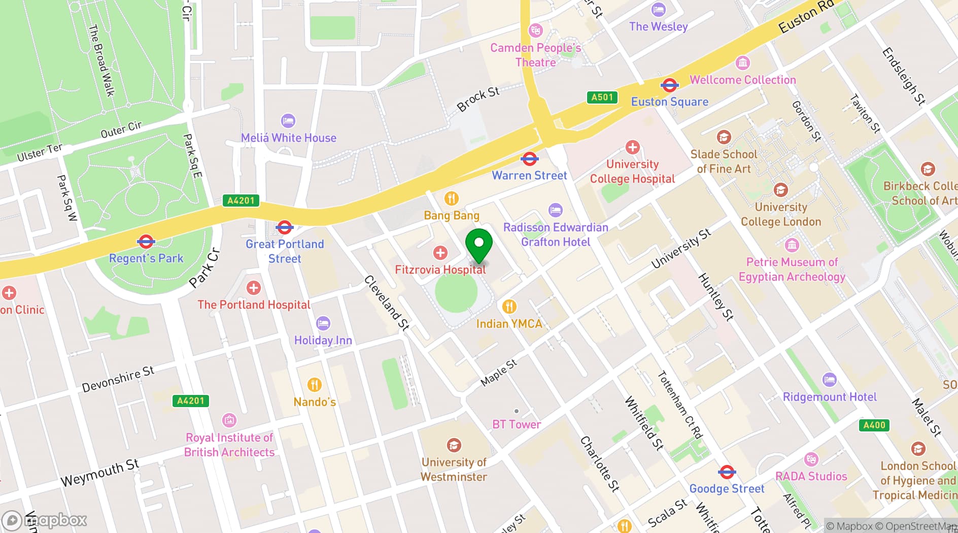 Map showing Fitzroy Square House