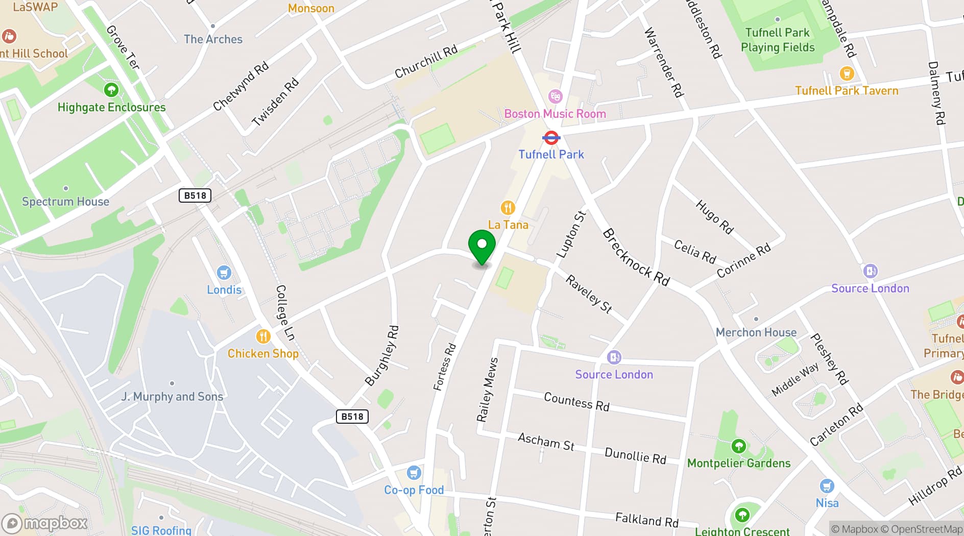 Map showing The Junction Tavern