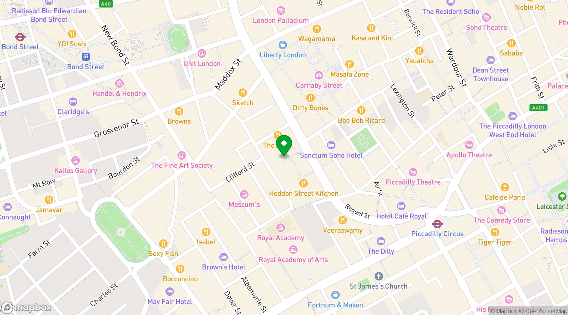 Map showing Casa do Frango - Mayfair