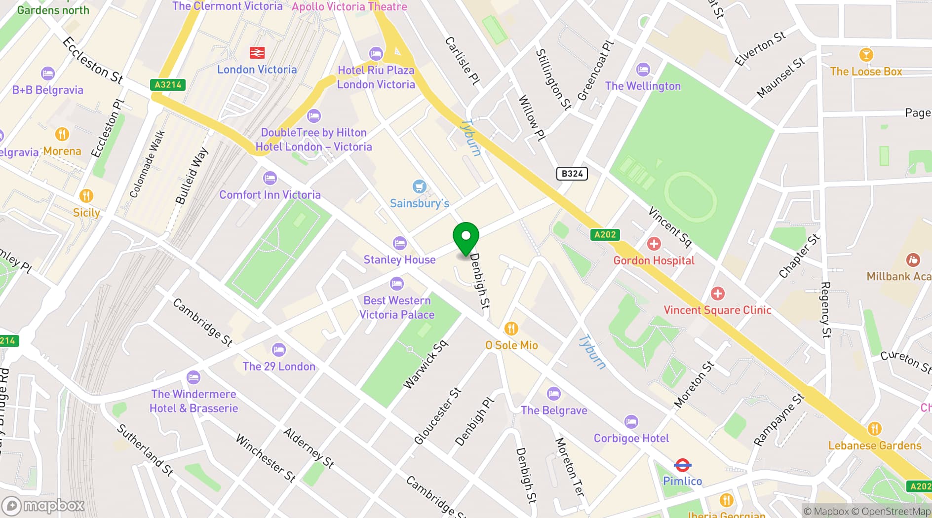 Map showing Upstairs Gallery at Luminaire Arts, Pimlico