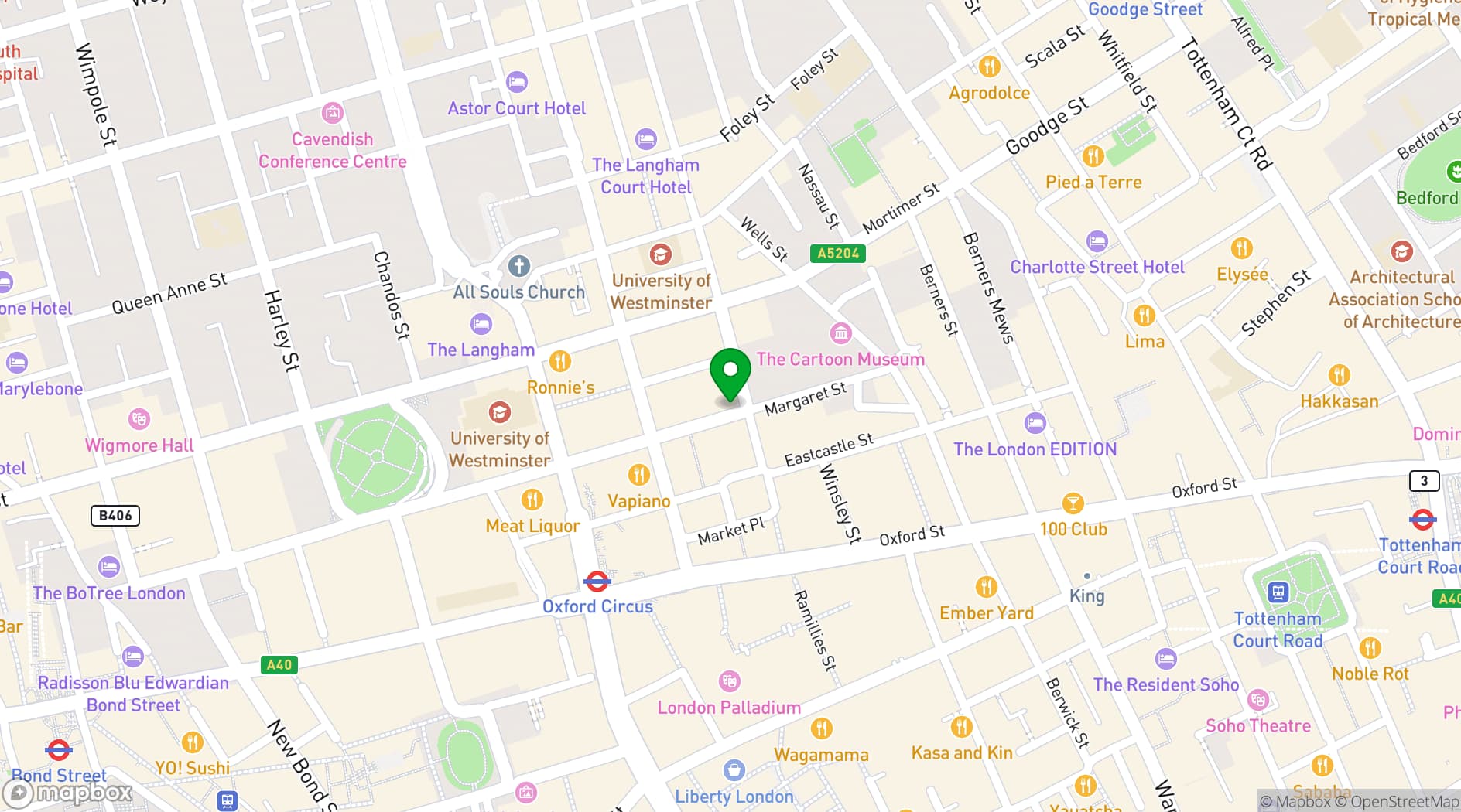 Map showing 13-14 Margaret Street