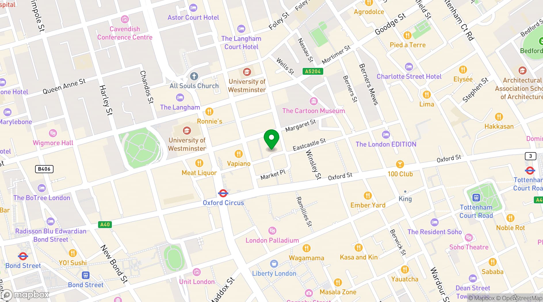 Map showing Carmel Fitzrovia