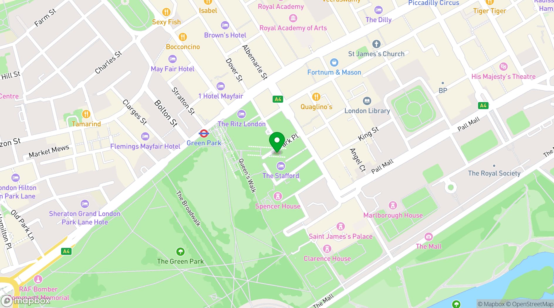 Map showing Althoff St. James's Hotel & Club - Mayfair London