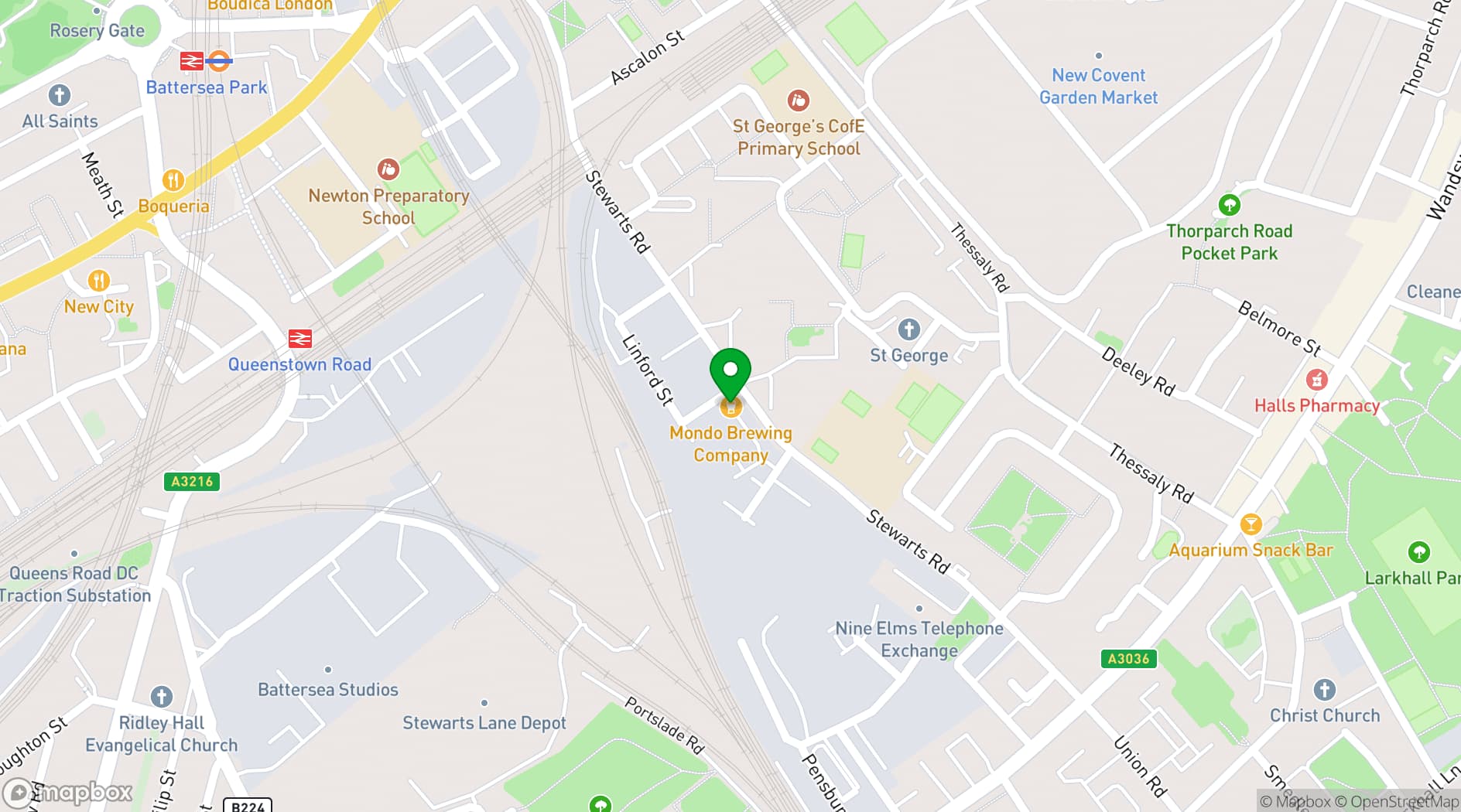 Map showing Mondo Brewing Company