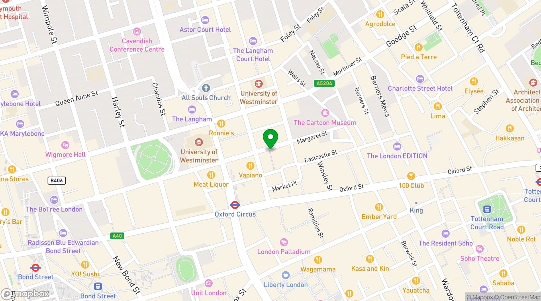 Map showing CREO Oxford Circus